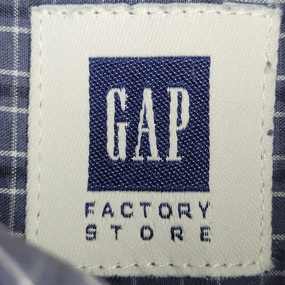 Gap Factory Blue plaid button down shirt, size XL - Picture 6 of 7